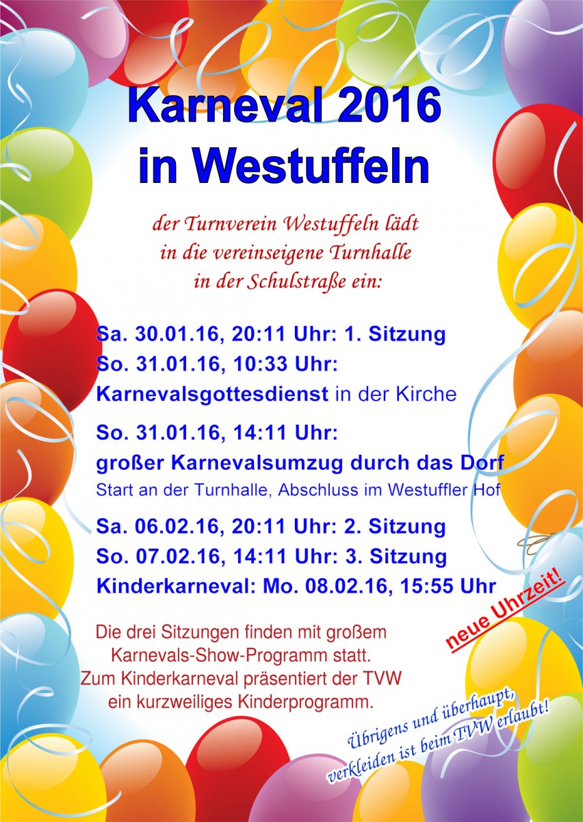 Karnevalsprogramm 2016